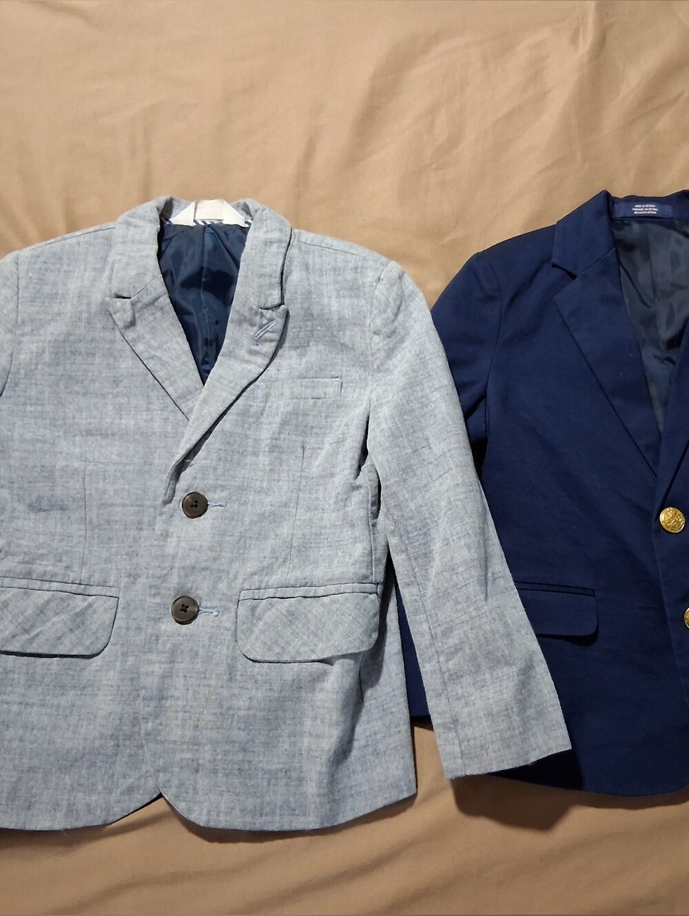 Cat & Jack Boys Light Blue And Navy Casual Blazer Classic Linen-Blend Jacket 4T